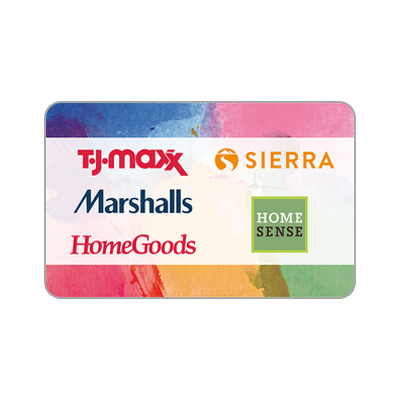 MARSHALLS<sup>&reg;</sup> $25 Gift Card - Brands that WOW. Prices that THRILL! At Marshalls, you’ll find a surprising selection of brand name and designer fashion for your whole crew and your home, at wow-worthy prices. The TJX gift card is redeemable at over 2800 Marshalls, T.J.Maxx, HomeGoods, and Sierra stores (in the U.S. and Puerto Rico) and online at tjmaxx.com and sierra.com. One gift card means endless ways to save.